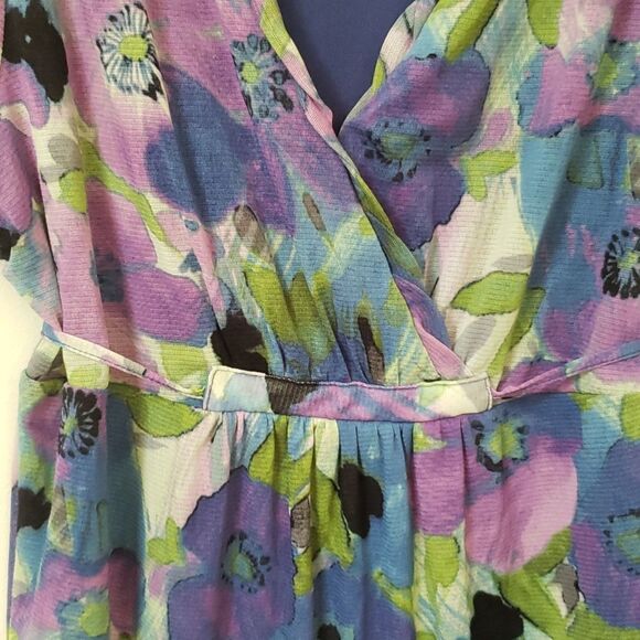 Axcess Top Womens sz Large Y2K Floral Faux Wrap Bodice Empire Waist Fairy - Picture 3 of 6